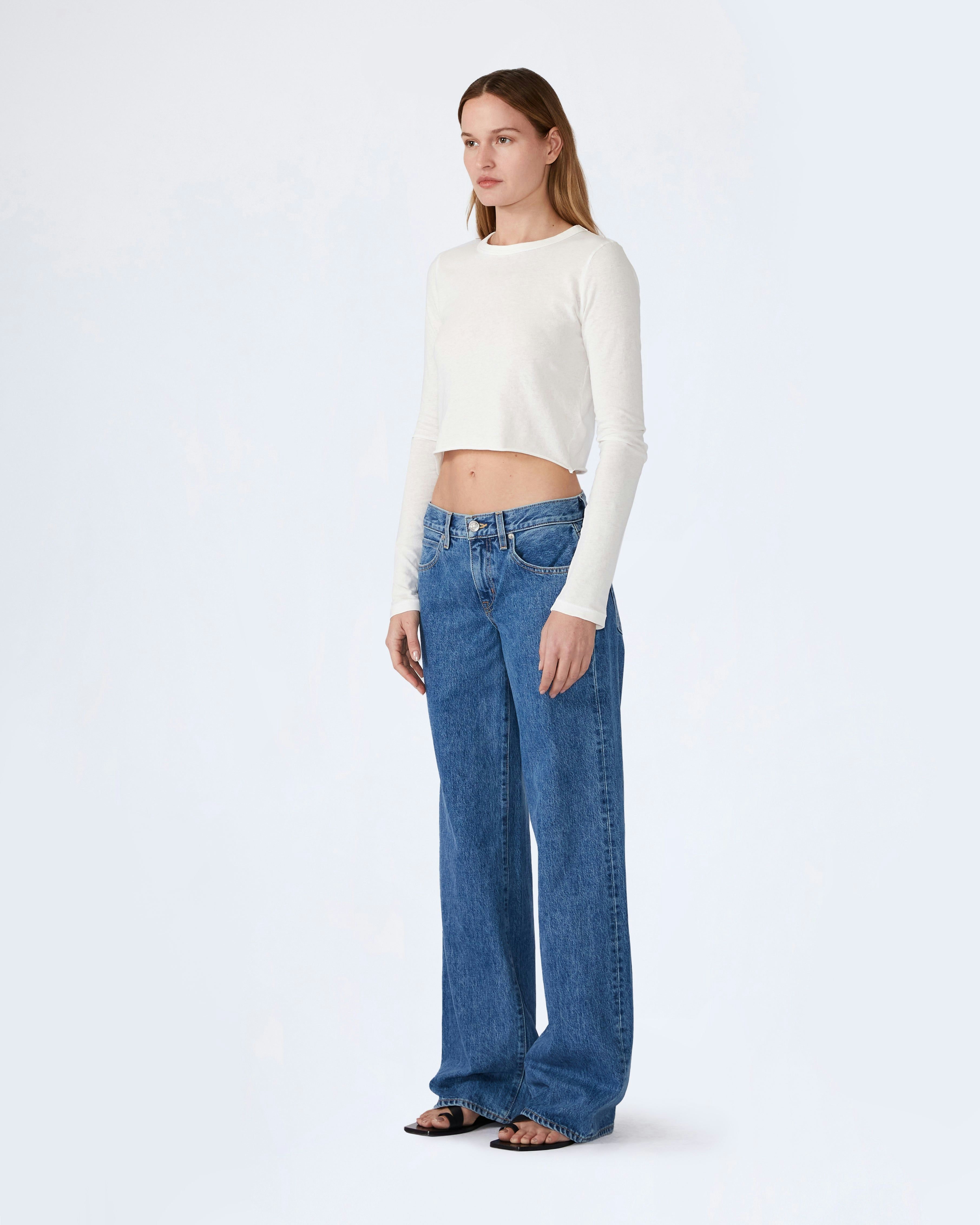 Mica Denim - Cropped Wide Leg With Front Pocket Jeans - MBE